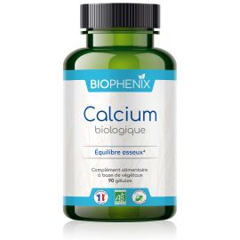 Pilulier de 90 gélules de calcium végétal naturel biologique pour 
des os et des dents solides et apaiser crampes et spasmes.