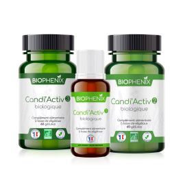 Pack candi'Activ - complément alimentaire naturel biologique pour lutter contre le candida albicans. 3 produits