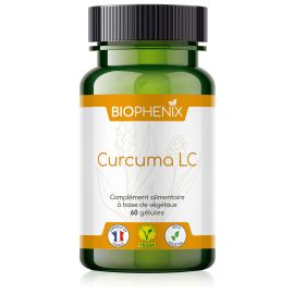 Pilulier de 60 capsules de curcuma concentré naturel vegan pour favoriser apaisement des douleurs articulaires et des troubles digestifs 