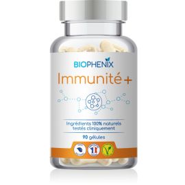 Pilulier de 90 gélules de Biophénix Immunité Plus, complément alimentaire naturel pour la santé immunitaire et le microbiote