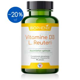 Pilulier de 90 gélules de vitamine D3 L-Reuteri naturelle 