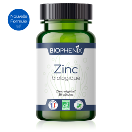 Pilulier de 60 gélules de zinc naturel biologique vegan, spécial immunité