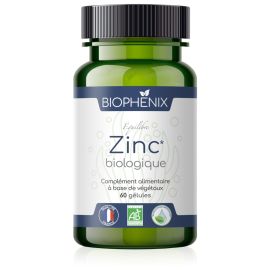 Pilulier de 60 gélules de zinc naturel biologique vegan, spécial immunité