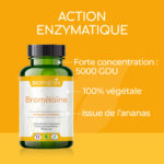 Pilulier de 90 gélules de bromélaïne, complément alimentaire à base d'ananas, pour favorise contrôle du poids et réduction de la cellulite