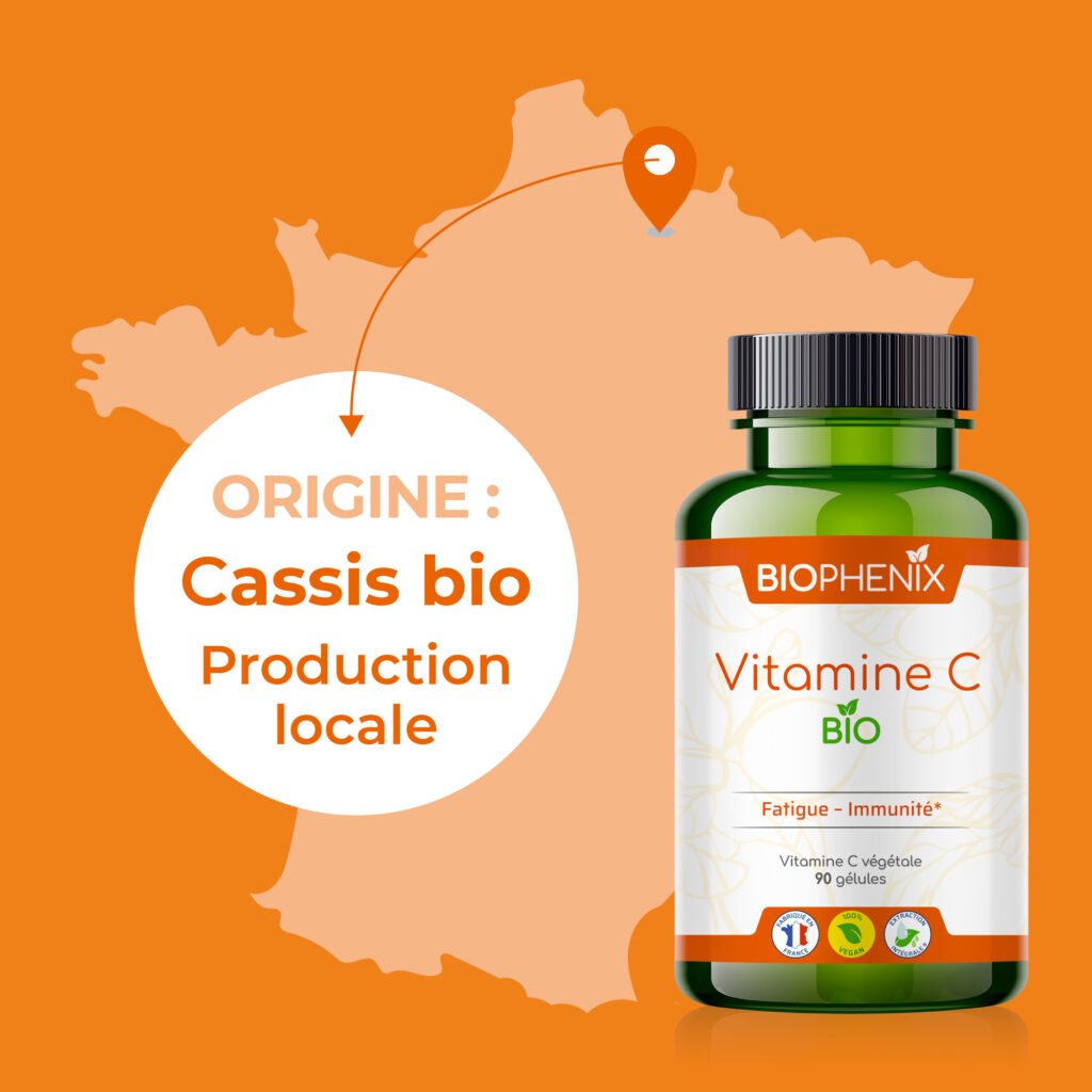 Pilulier de 90 gélules de vitamine C naturelle biologique vegan