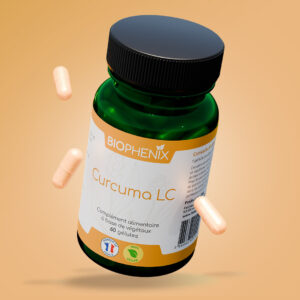 Pilulier de 60 capsules de curcuma concentré naturel vegan pour favoriser apaisement des douleurs articulaires et des troubles digestifs