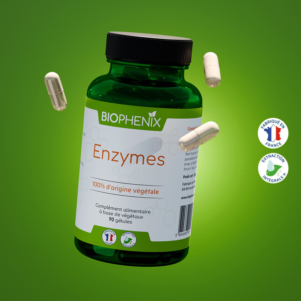 Pilulier de 90 gélules de complément alimentaire enzymes digestives