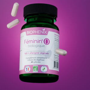 Pilulier de 60 gélules de complément alimentaire naturel, oestrogène naturel biologique pour favoriser l’équilibre hormonal