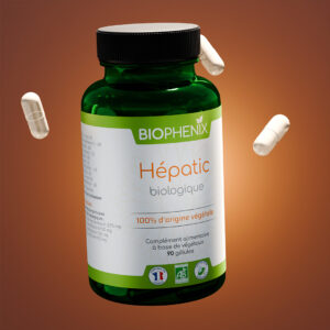 Pilulier de 90 gélules de Biophénix Hépatic, complément alimentaire naturel biologique pour favoriser les fonctions du foie
