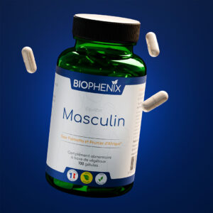 Pilulier de 100 gélules de Biophénix Masculin, solution naturelle pour aider à mieux vider sa vessie