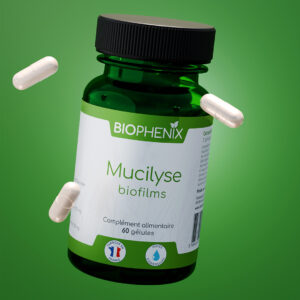 Pilulier de 60 gélules de Biophénix Mucilyse pour lutter contre les biofilms et restaurer le microbiote