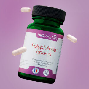Pilulier de 60 gélules de Biophénix polyphénols antioxydants effet anti-âge