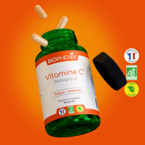 Pilulier de 90 gélules de vitamine C naturelle biologique vegan
