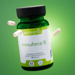 Pilulier de 30 gélules de Biophénix Immuforce 15, probiotique naturel conçu pour l’équilibre du système immunitaire et de la flore intestinale