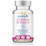 Pilulier de 60 gélules de complément alimentaire naturel spécial cheveux brillance et anti-chute
