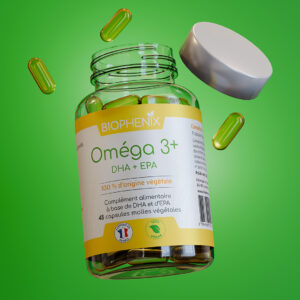 Boite de 45 capsules molles d’oméga-3 DHA et EPA naturel végétal vegan