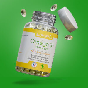 Boite de 45 capsules molles d’oméga-3 DHA et EPA naturel végétal vegan
