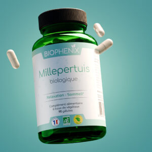 Pilulier de 90 gélules de complément alimentaire pour renforcer l'immunité, combattre la fatigue mentale et équilibrer l'humeur