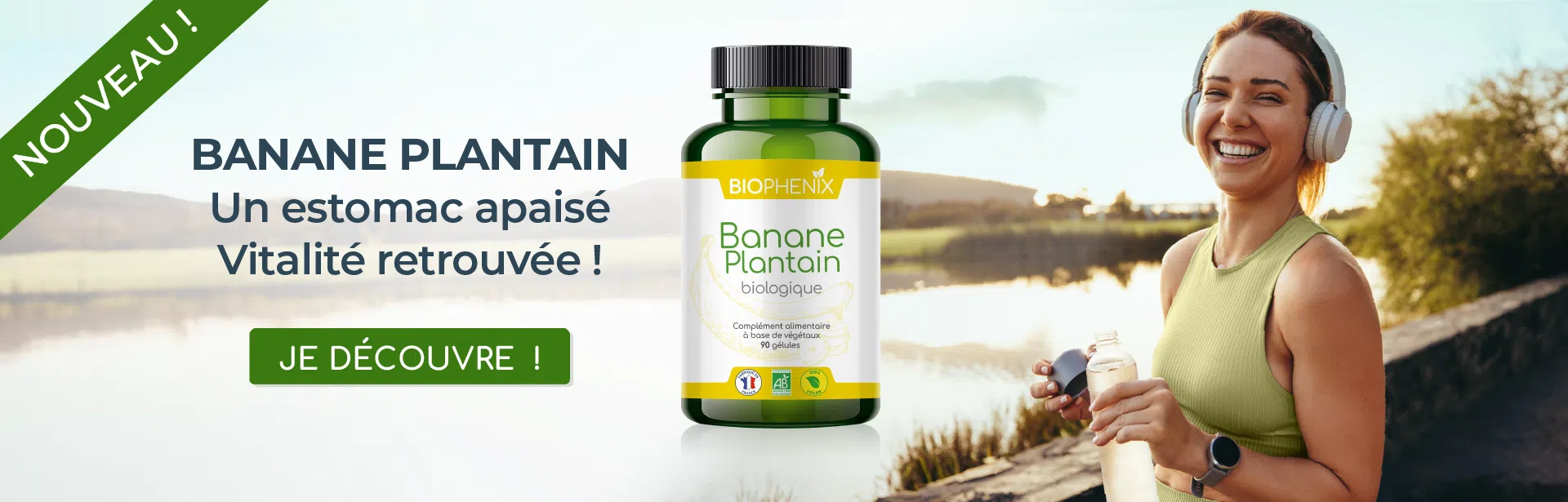 banniere website nouveau produit - complement alimentaire 100% naturel à base de banane plantain