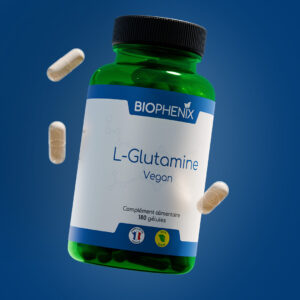 Pilulier de 180 gélules de complément alimentaire pour la récupération musculaire, la digestion plus sereine et le soutien du système immunitaire