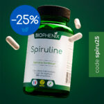 Pilulier de 200 gélules de spiruline origine Earthrise vegan